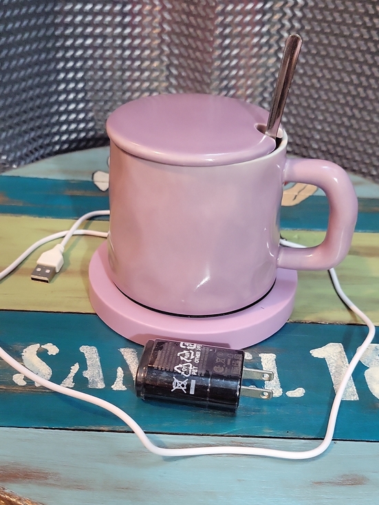 Other - Purple Ceramic Mug with Lid and USB Warming Base NWOT